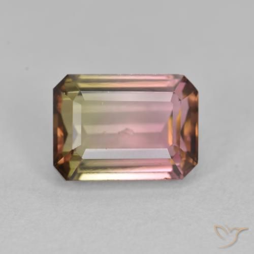 1.51ct Natürlicher Zweifarbig Turmalin, Smaragdschliff, VS
