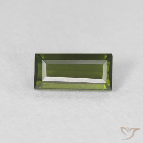 0.43ct Natürlicher tiefgrün Turmalin, Baguette, VVS, Photo A