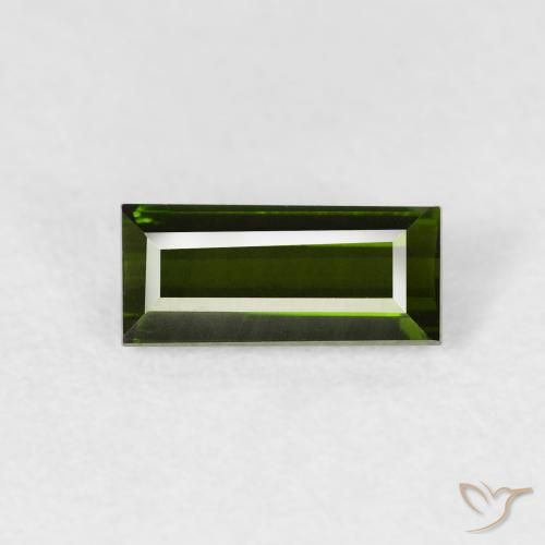 0.77ct Natürlicher tiefgrün Turmalin, Baguette, VVS