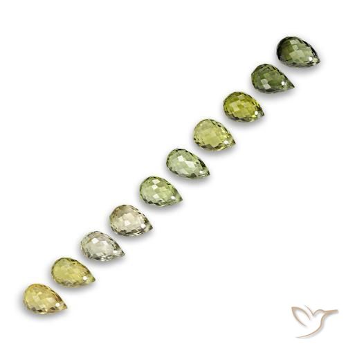 6,53 ct natürliche grüner Turmalin-Edelsteine, Briolette, VS-SI