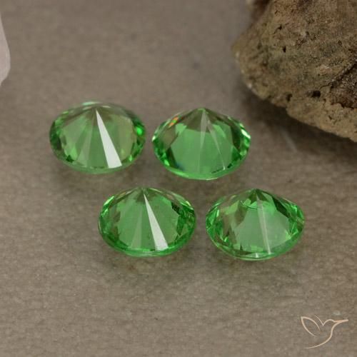 0.91 ct natürliche Lebendiges grün Tsavorit-Granat-Edelsteine, Runden, VS