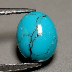 1,93 ctw natürlicher blauer Türkis, Oval Schliff, Lichtundurchlässig