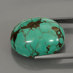 15,63 ctw natürlicher grüner Türkis, Oval Schliff, Lichtundurchlässig