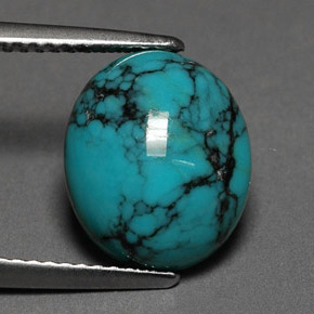 3,00 ctw natürlicher blauer Türkis, Oval Schliff, Lichtundurchlässig