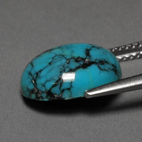 3,00 ctw natürlicher blauer Türkis, Oval Schliff, Lichtundurchlässig
