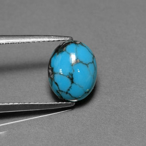1,79 ctw natürlicher blauer Türkis, Oval Schliff, Lichtundurchlässig