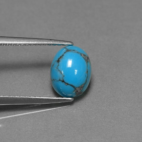 1,25 ctw natürlicher blauer Türkis, Oval Schliff, Lichtundurchlässig