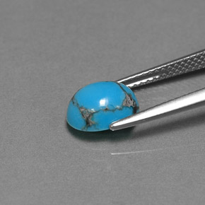 1,25 ctw natürlicher blauer Türkis, Oval Schliff, Lichtundurchlässig