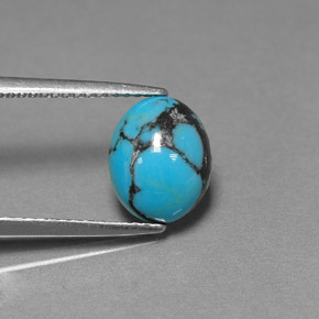 1,44 ctw natürlicher blauer Türkis, Oval Schliff, Lichtundurchlässig