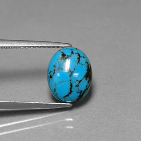 1,55 ctw natürlicher blauer Türkis, Oval Schliff, Lichtundurchlässig