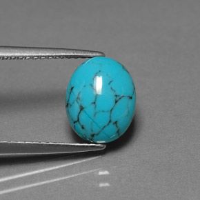 1,70 ctw natürlicher blauer Türkis, Oval Schliff, Lichtundurchlässig