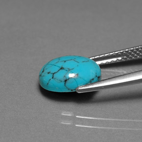 1,70 ctw natürlicher blauer Türkis, Oval Schliff, Lichtundurchlässig