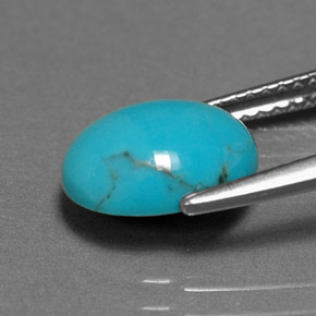 1,55 ctw natürlicher blauer Türkis, Oval Schliff, Lichtundurchlässig