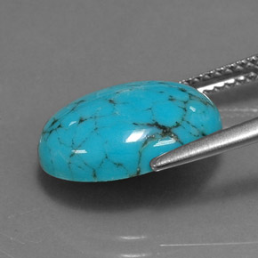 3,40 ctw natürlicher blauer Türkis, Oval Schliff, Lichtundurchlässig