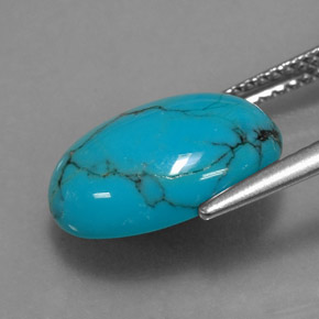 3,95 ctw natürlicher blauer Türkis, Oval Schliff, Lichtundurchlässig