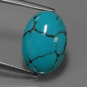4,19 ctw natürlicher blauer Türkis, Oval Schliff, Lichtundurchlässig