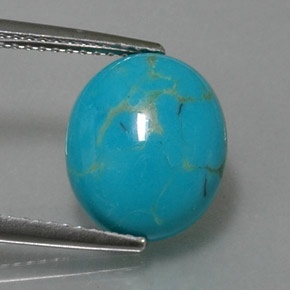 3,06 ctw natürlicher blauer Türkis, Oval Schliff, Lichtundurchlässig