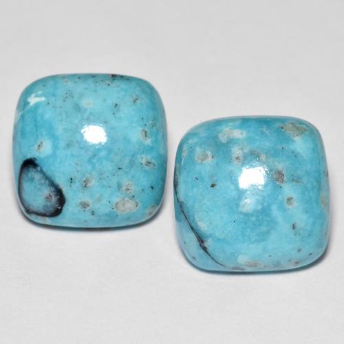 12.15 ct natürliche Blau-grün Türkis-Edelsteine, Kissenschliff, Lichtundurchlässig