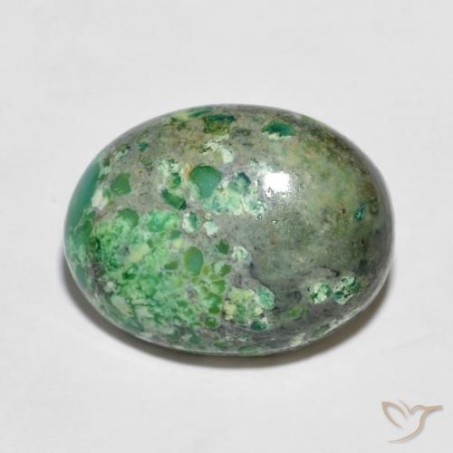 6.49ct Natürlicher Apfelgrün Türkis, Oval, Lichtundurchlässig