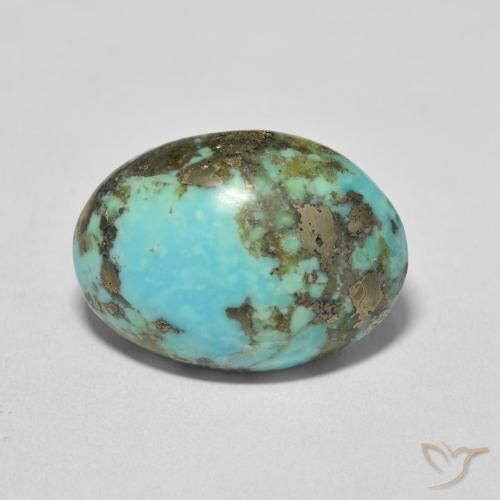 20.88ct Natürlicher grün-blau Türkis, Oval, Lichtundurchlässig