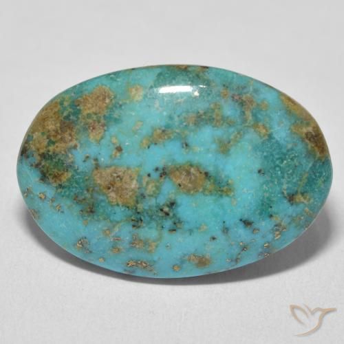 22.00ct Natürlicher grün-blau Türkis, Oval, Lichtundurchlässig