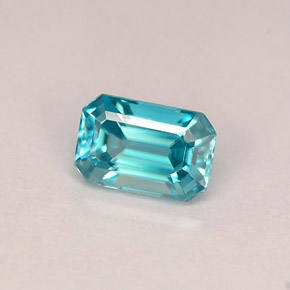 0,90 ctw natürlicher blauer Zirkon, Smaragdschliff, VVS