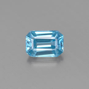 0,86 ctw natürlicher blauer Zirkon, Smaragdschliff, VVS