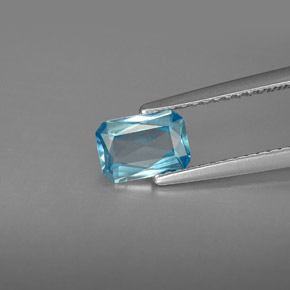 0,93 ctw natürlicher blauer Zirkon, Smaragdschliff, VVS