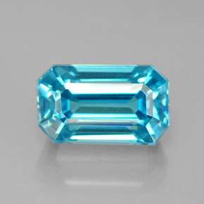 6,46 ctw natürlicher blauer Zirkon, Smaragdschliff, VVS