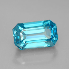6,46 ctw natürlicher blauer Zirkon, Smaragdschliff, VVS