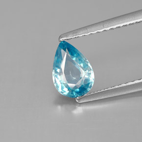 0,99 ctw natürlicher blauer Zirkon, Birnenform, VS