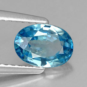 1,36 ctw natürlicher blauer Zirkon, Oval Schliff, VS