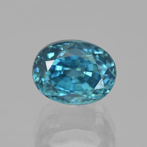 6,04 ctw natürlicher türkiser Zirkon, Oval Schliff, VVS