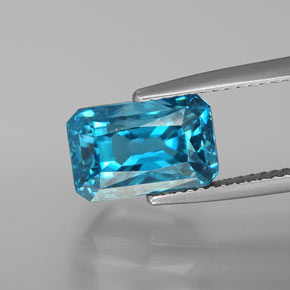 9,03 ctw natürlicher blauer Zirkon, Smaragdschliff, VS
