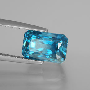 9,03 ctw natürlicher blauer Zirkon, Smaragdschliff, VS