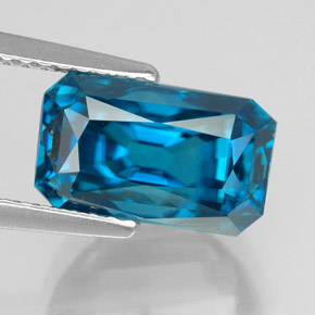 6,87 ctw natürlicher blauer Zirkon, Smaragdschliff, VVS