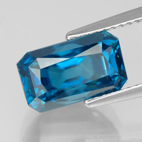 6,87 ctw natürlicher blauer Zirkon, Smaragdschliff, VVS