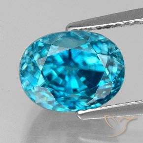 6.30ct Natürlicher Blau Zirkon, Oval, VVS
