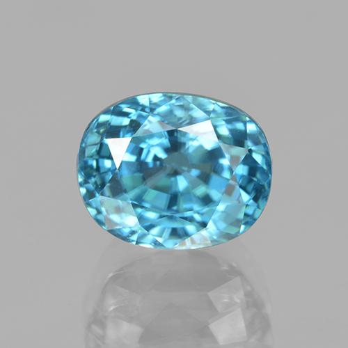 5,64 ctw natürlicher blauer Zirkon, Oval Schliff, VVS
