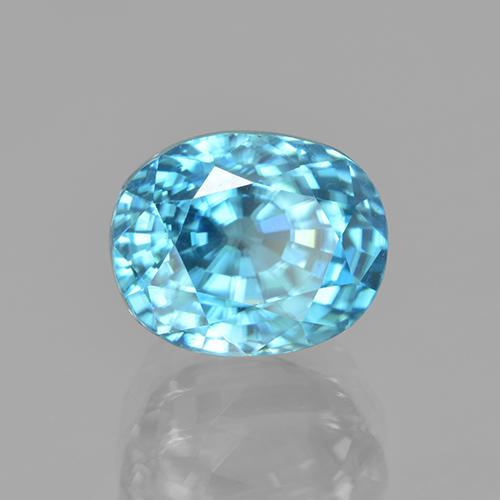 5,64 ctw natürlicher blauer Zirkon, Oval Schliff, VVS