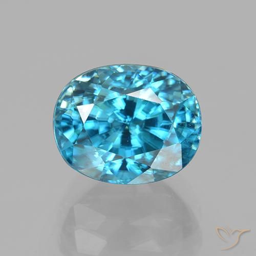 5.59ct Natürlicher Mittelblau Zirkon, Oval, VVS