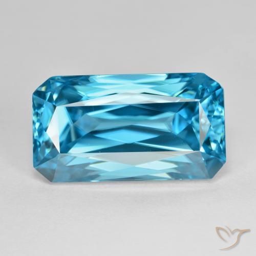 16.80ct Natürlicher Elektrisches Blau Zirkon, Smaragdschliff, VVS-VS