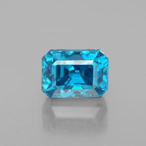 3,72 ctw natürlicher blauer Zirkon, Smaragdschliff, VVS