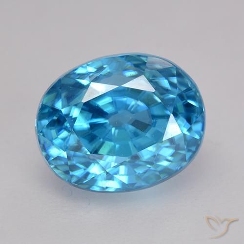 3.79ct Natürlicher Mittelblau Zirkon, Oval, VVS