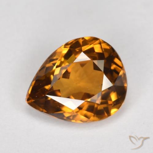 1.68ct Natürlicher tieforange Zirkon, Birnenform, VVS