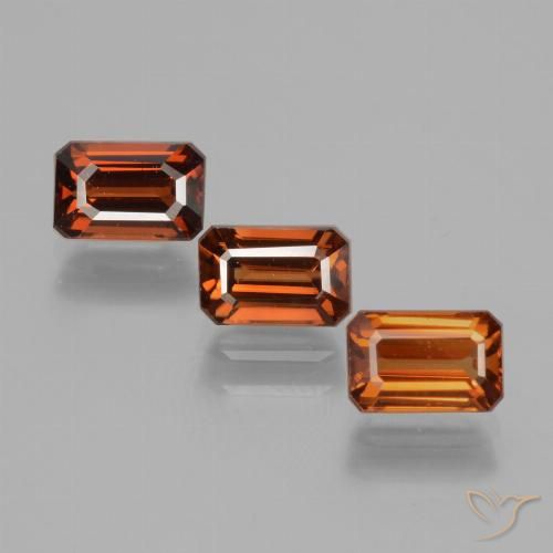 3.28ctw Natürlicher Mitteldunkles Orange Zirkon, Smaragdschliff, VVS-VS