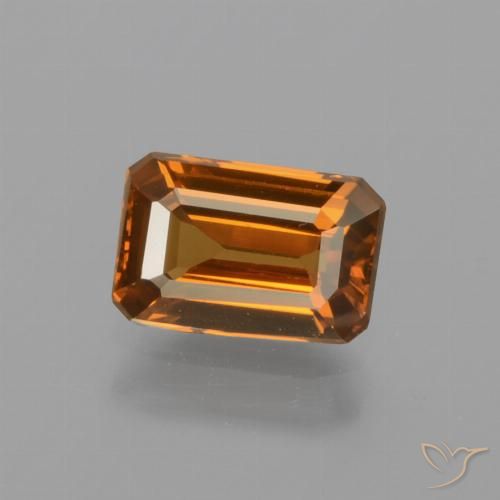 1.28ct Natürlicher tieforange Zirkon, Smaragdschliff, VVS