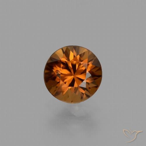 1.43ct Natürlicher Tiefes bräunliches Orange Zirkon, Runden, VVS-VS, Photo A