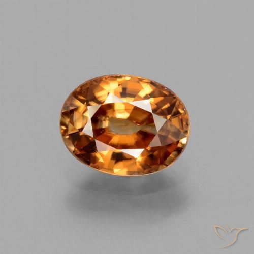 2.14ct Natürlicher Mitteldunkles Orange Zirkon, Oval, VVS-VS