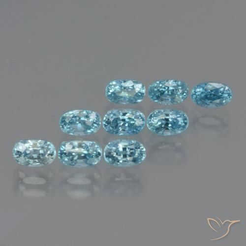 4.97ctw Natürlicher Mittelblau Zirkon, Oval, VS